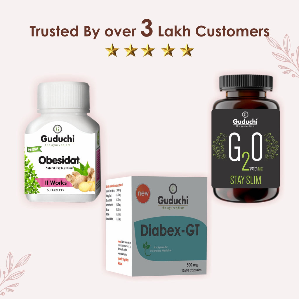 Weight Loss Regimen for Diabetes. Obesidat, Diabex-GT & G2O Water Mix. - Guduchi Ayurveda